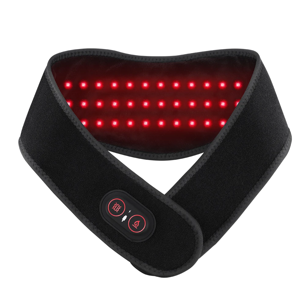 Electric Red Light Heating Neck Belt 660-850nm Infrared Therapy Neck Pain Relief Cervical Protection Neck Vibration Massage Pad_voghion.com