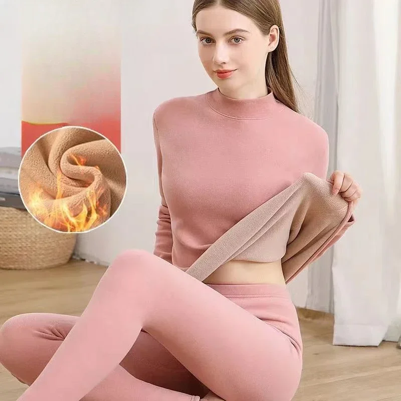 2024 Women Ultra Soft Winter Quick Dry Base Layering Set Microfiber Fleece Thermal Underwear Long Sleeves Set Clothes Plus Pants