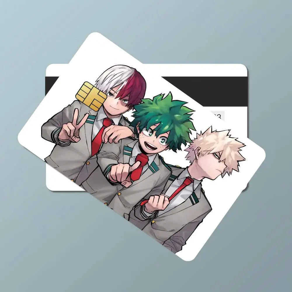 Deku Bakugou Shouto Hero A-Academia Waterproof Film skin Cover 4PCS Credit Card stickers Debit Front Decoration Commuter Pass