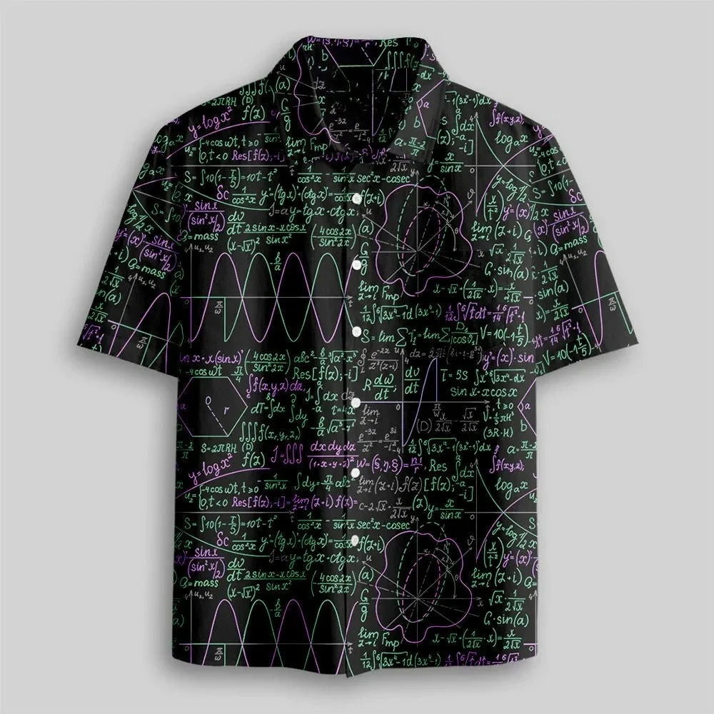 Creative Blackboard, Chalk, Graffiti, Mathematical Formulas, Full Print, Men's Personality, Niche, Casual Collar Top