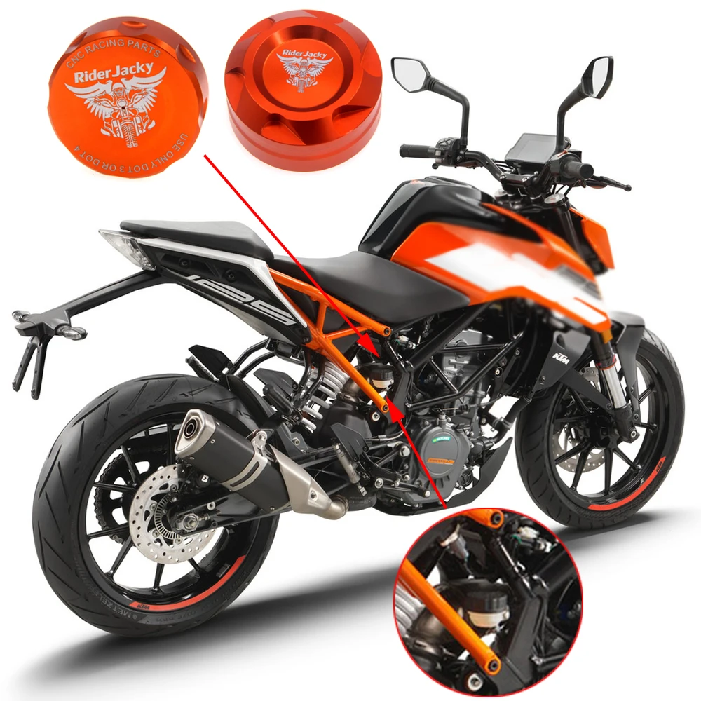 For KTM 125 200 390 Duke 2011- RC125 RC200 RC390 2015-Later Motorcycle Rear Brake Fluid Reservoir Cover Cap