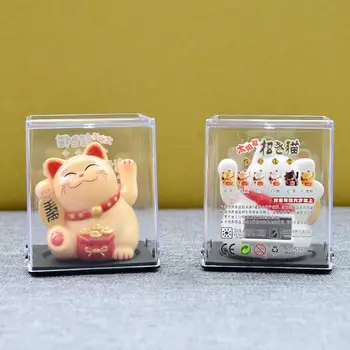 1 st solcellsdrivna lyckokatt mini-ornament butik vardagsrum bil söt kreativ heminredning rikedom lycka utsökt present 12 best sales Hell cat car - №5