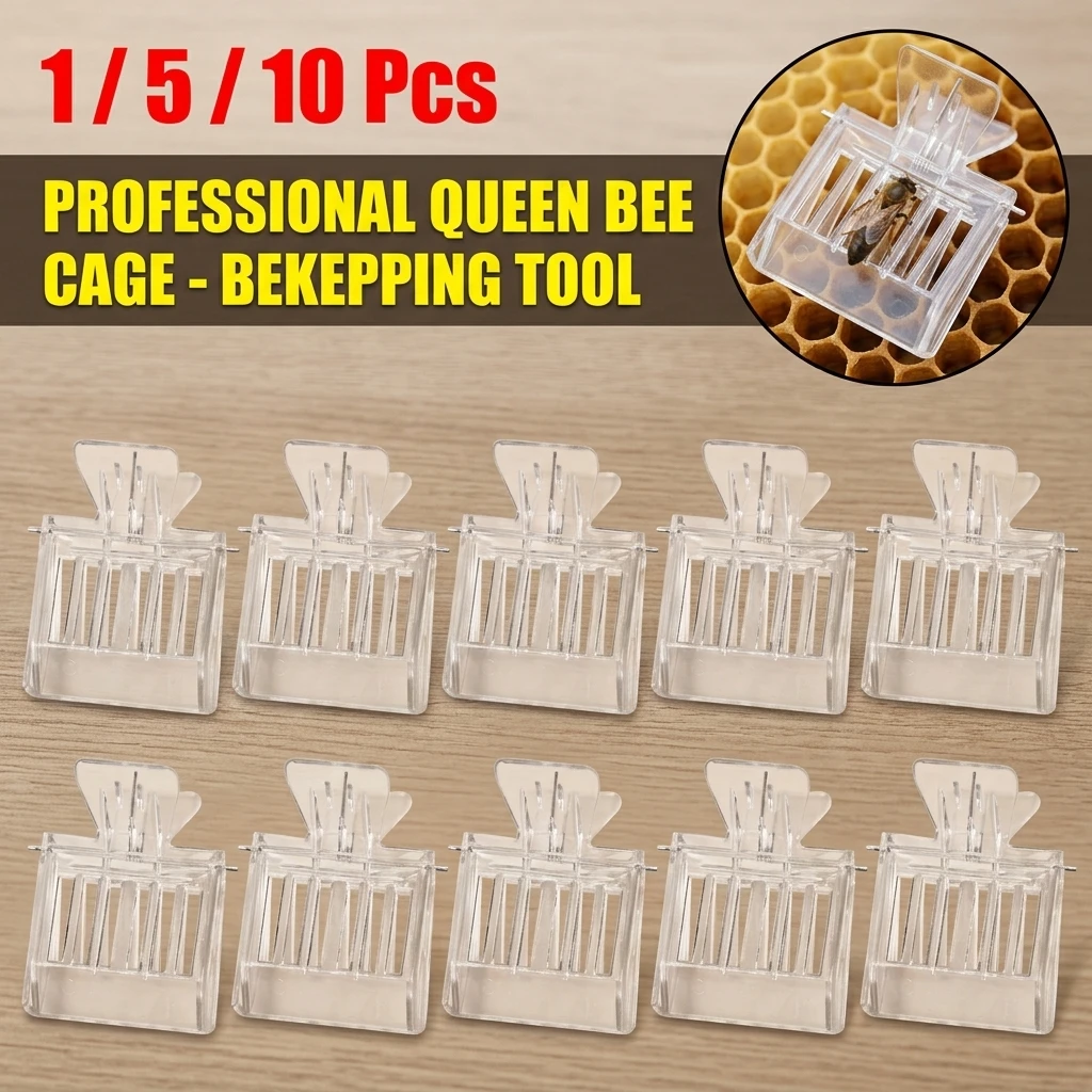 Queen Bee Cages Clip Bee Catcher Colorless Clear Plastic Clip Cage Beekeeping Equipment Tool Beekeeper Equip Isolation Room