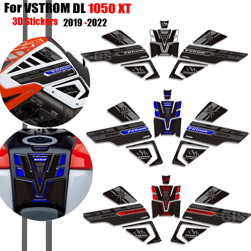

For Suzuki V STROM VSTROM DL 1050 XT 1050XT DL1050 2019 2020 2021 2022 Tank Pad Fuel Oil Kit 3D Stickers Grips Protector Decals