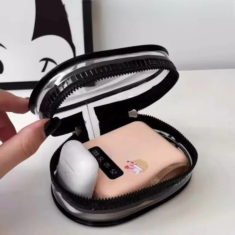 Clear PVC Mini Figurine Display Storage Box Keychain Portable Dust-Proof Protective Case Small Clay Doll Bag Hanging Accessories