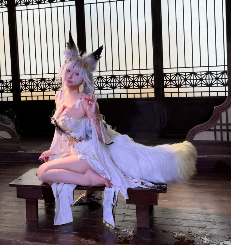 Xinyuehu Hsin Disfraz de Zorro Blanco Cosplay Wuthering Waves 2da Forma Traje de Juego para Mujer Halloween Carnaval Onicos