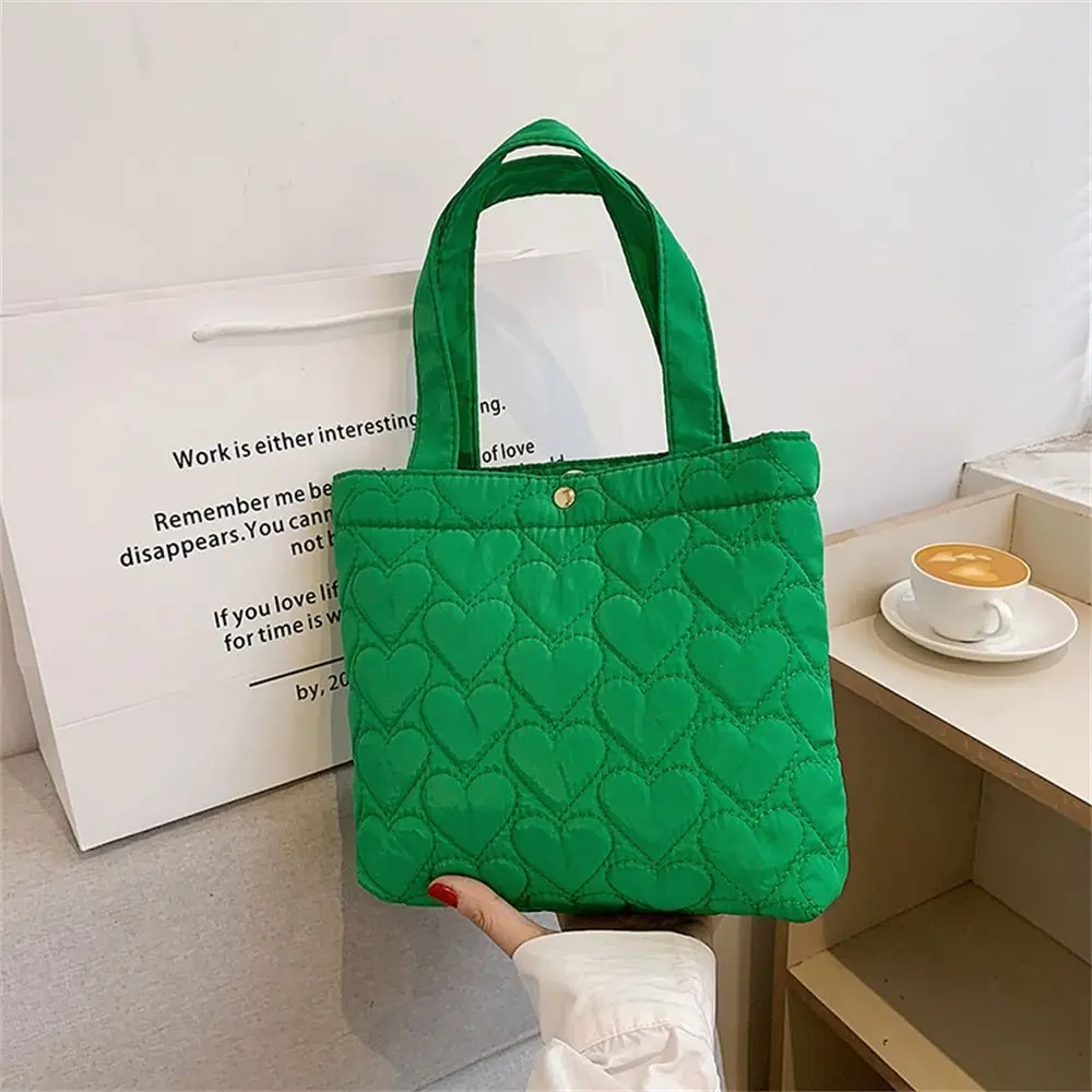 Women Large Capacity Winter Cotton Padded Shoulder Bag Solid Color Handbags Casual Tote Bags For Girls Fashion Handle Bag