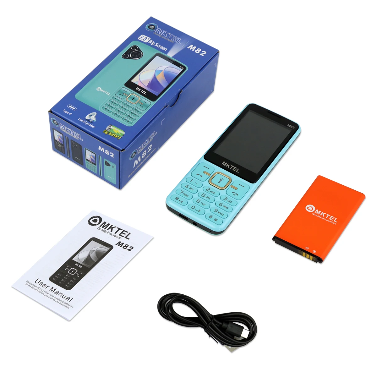 MKTEL M82 Funktionstelefon 2,4 Zoll Display Dual Sim Dual Standby MTK6261M 1800 mAh MP3/MP4/FM/Radio/Bluetooth/GPRS/GSM 850/900/1800/