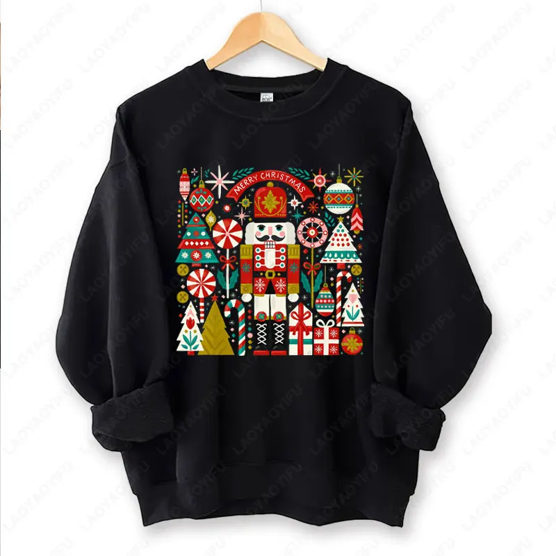 Świąteczne Bluzy z Nadrukiem Dziadka do Orzechów Baletowy Baletniczka Zabawne Magiczne Nadruki Dziadka do Orzechów Bluzy z Kapturem Vintage Balet Dziadka do Orzechów Graficzna Bluza