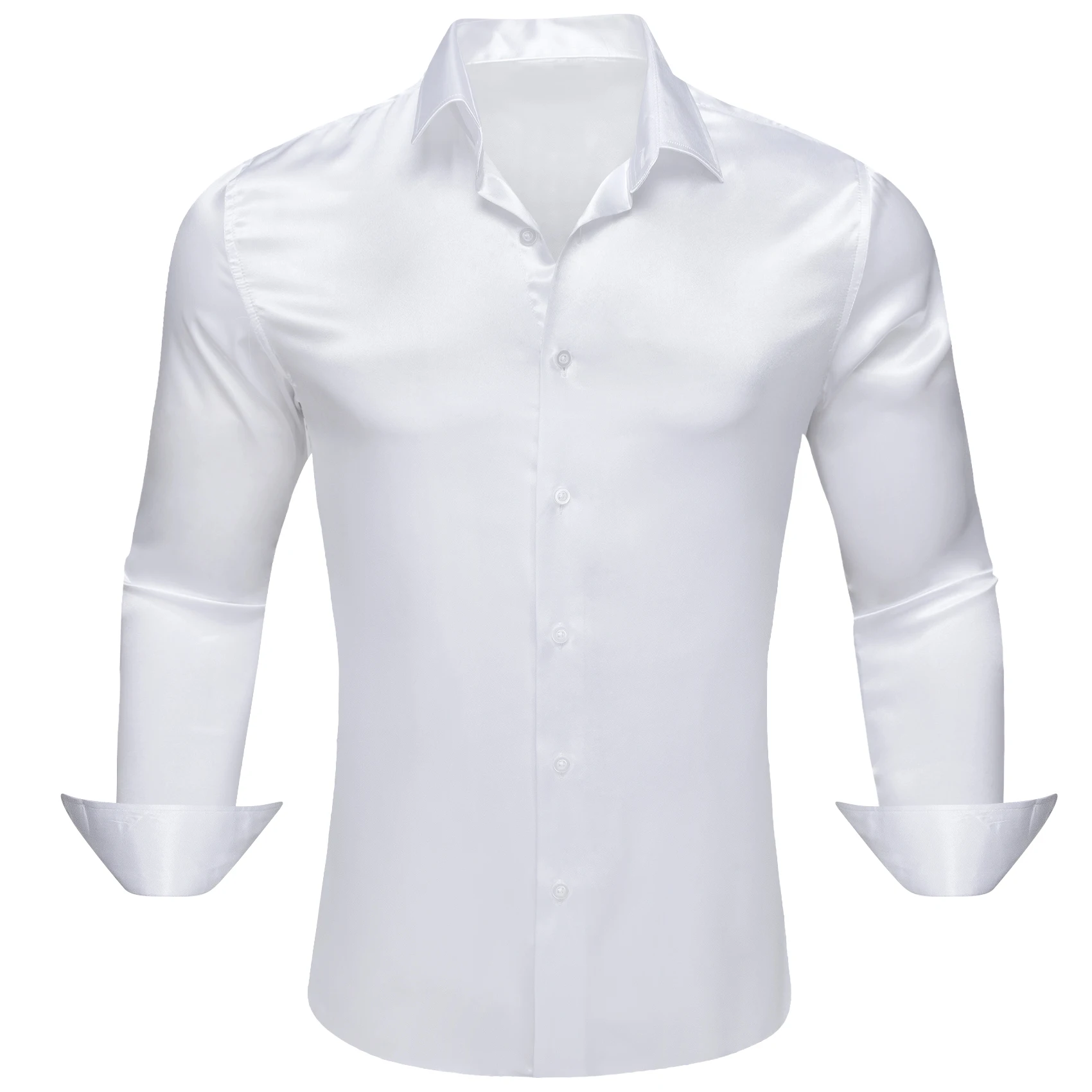 40 Colors Shirts for Men White Black Beige Blue Green Purple Red Gold Solid Satin Casual Slim Fit Male Tops
