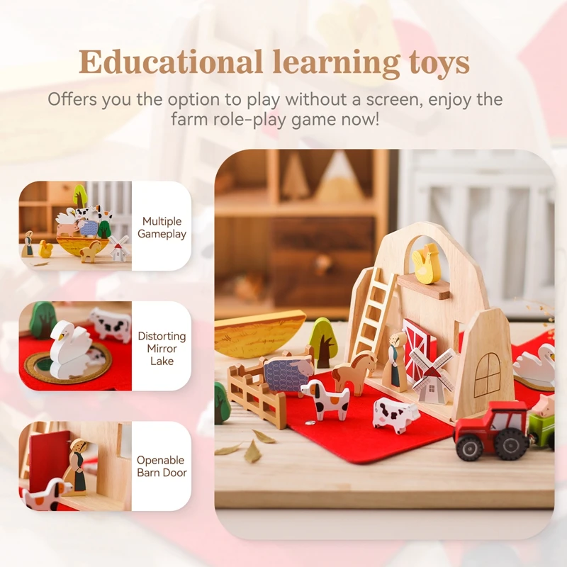 1Set Of Farm Simulated Wooden Children\'s Toys Montessori Game Educational Toy Baby Room Decoration Desktop Furnishings Baby Gift