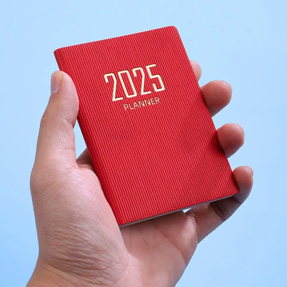 สมุดแพลนเนอร์เขียน2025กระดาษหนากันรั่วสมุดเขียนลื่นหนังสังเคราะห์หมึกไม่ไหล