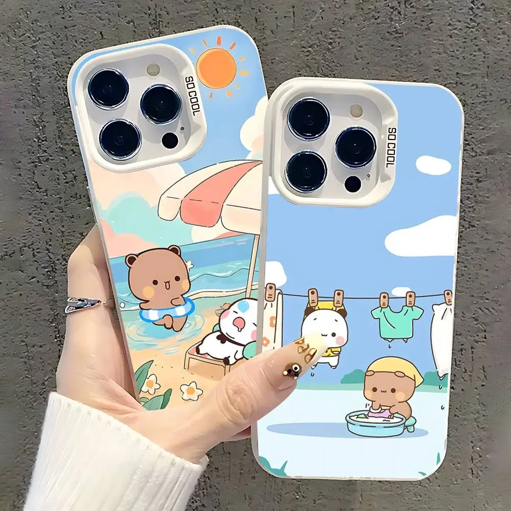 

Cartoon Cute BuBu DuDu Phone Case For iPhone 17,16,15,14,13,12,11,Pro,XS,Max,Plus,Mini,SE White Candy Matte Shockproof Cover