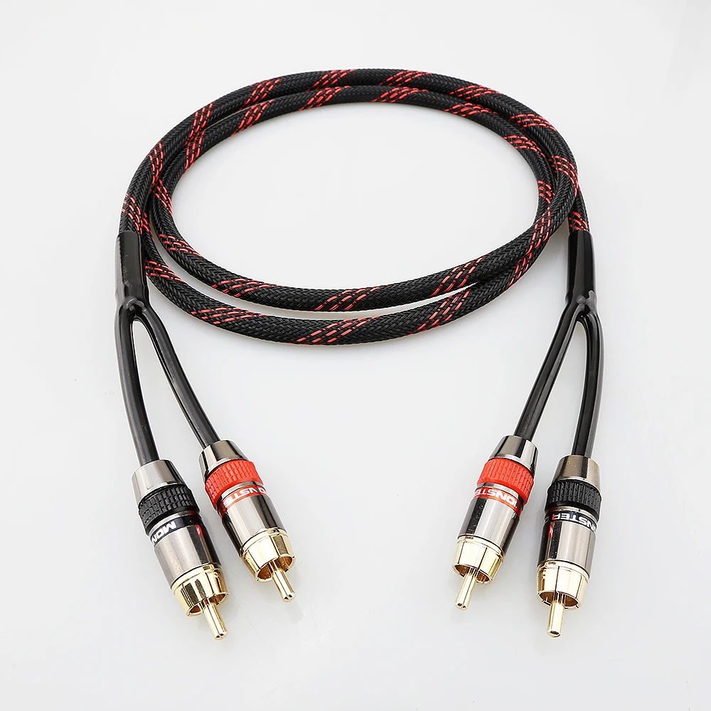 HIFI Pure Copper Signal Cable 2RCA Wire 2 RCA to 2 RCA audio cable male to male Splitter Y RCA Cable for Amplifier CD Player