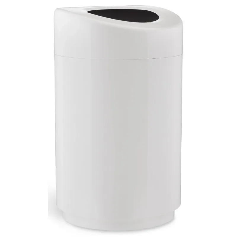 Open-Top Modern Trash Can, Durable & Puncture-Resistant Stainless Steel, 30 Gallon, White