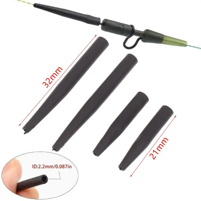 10 pièces 21MM/32MM Manchons anti-roulement en tungstène, Snap Swivels pour montages de carpe, Method Feeder, Accessoires de pêche à la carpe et à la pêche au vif