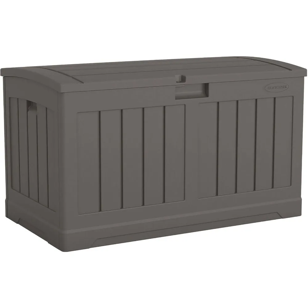 

50 Gallon Plastic Deck Box with Molded Lockable Feature and Weathertight Construction for Home, Patio, Lawn, and Garden Storage