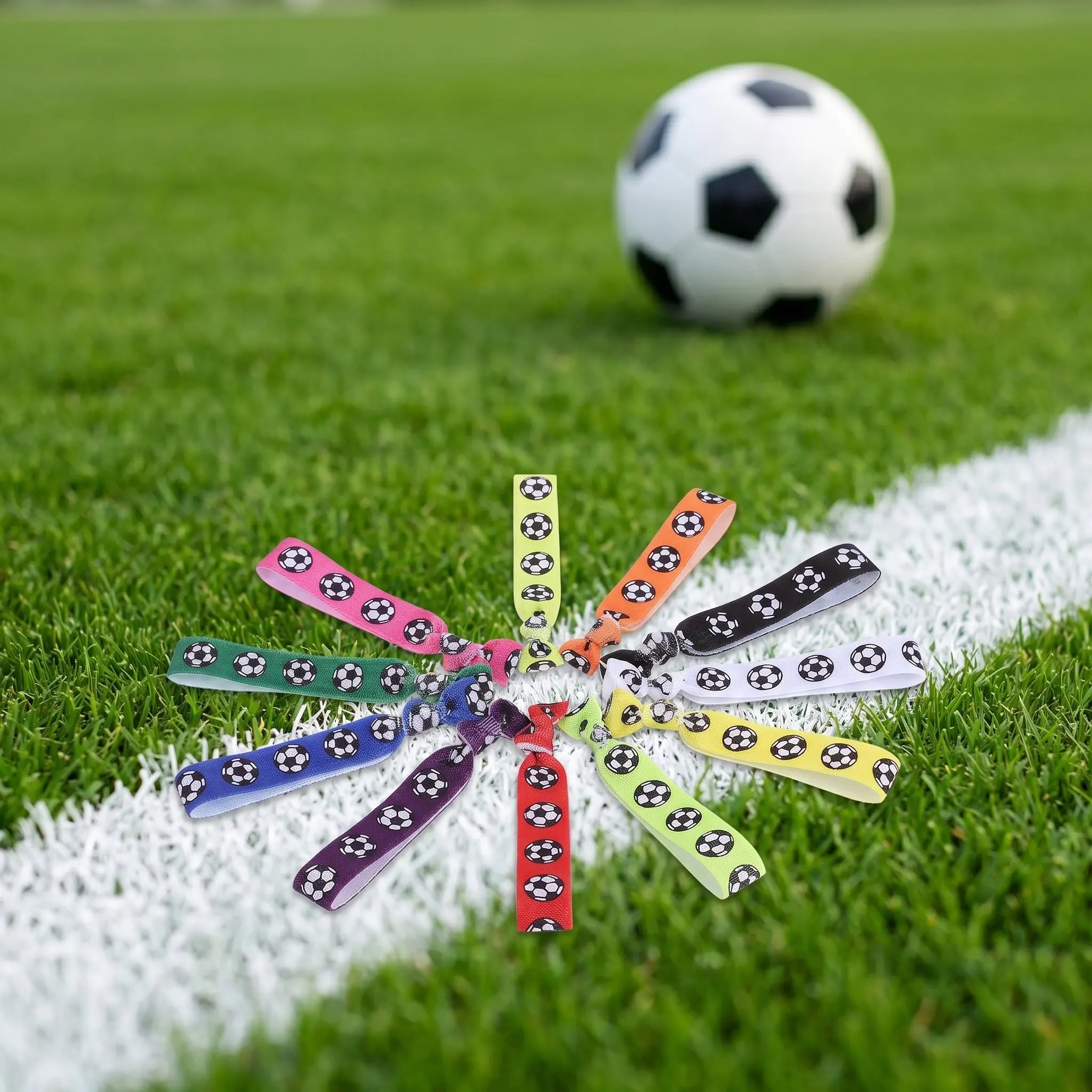 30Pcs Sports Team Wristbands Colorful Soccer Bracelets Elastic Football Armbands Motivational Party Favors Soccer Wrist Bands