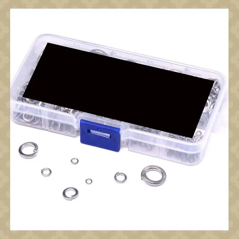 AB45 Spring Lock Washer,304 Stainless Steel Spring Lock Washer Assortment Set (820-Pcs,8-Size)