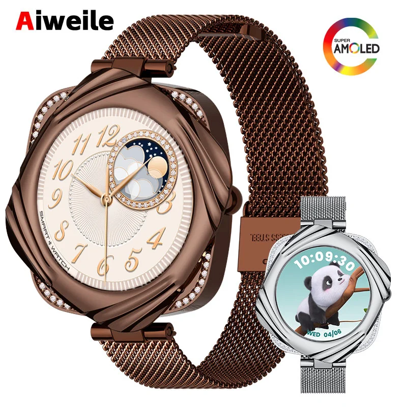 Ladies' Smartwatch Smart Watch 2025 Women Elegant Diamond Fitness NFC Aiweile AW5 Sport Business Bluetooth Call AMOLED DIY Faces
