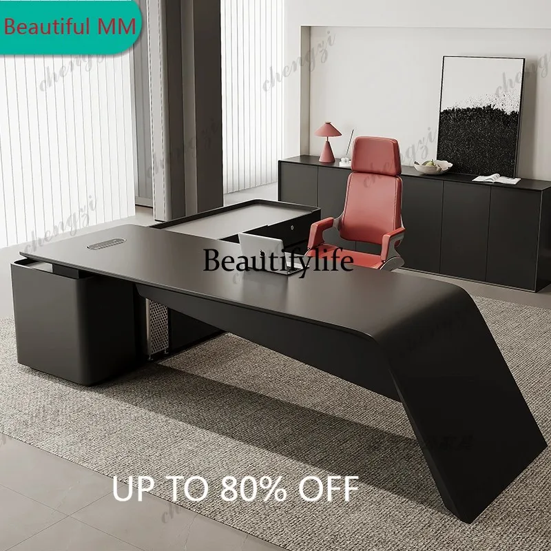 F182 PPDesigner Strong Executive Office Desk Wood Big Computer Luxury Executive Office Desk Modern Black Tisch Small Spaces Furn