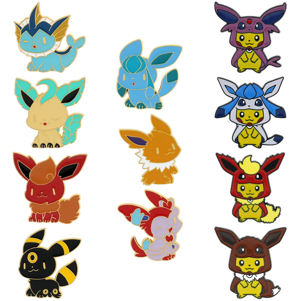 Wholesale Kawaii Pokemon Pikachu Eevee Brooches for Clothing Lapel Pins for Backpacks Enamel Pin Badges Jewelry Collection Gift