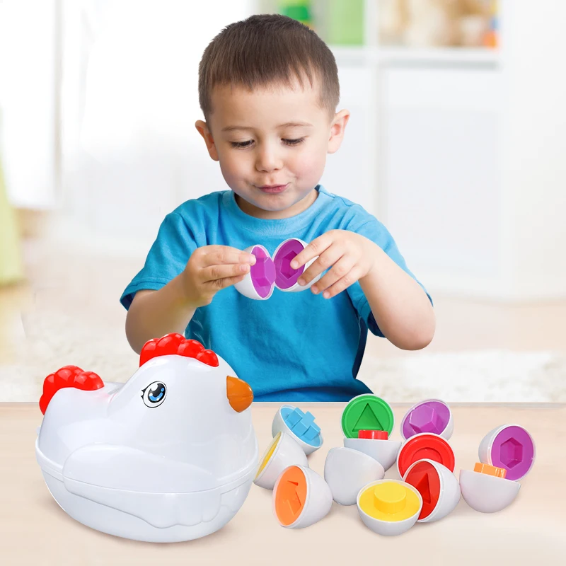 Kids Montessori Smart Eggs Toy Learning Educational Games Shape Matching Sorters Colorful Chicken Eggs Toys For Children