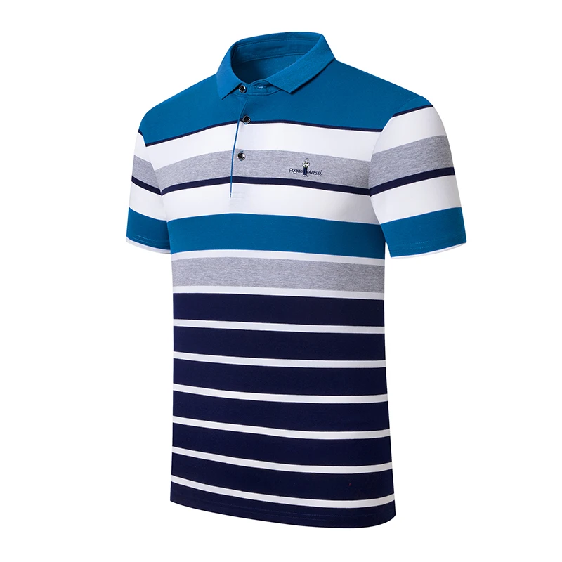 2023 New Summer Men Classic Striped Polo Mens Cotton Short-Sleeved Embroidered Business Casual Hot Polo Shirt Male Dropshipping