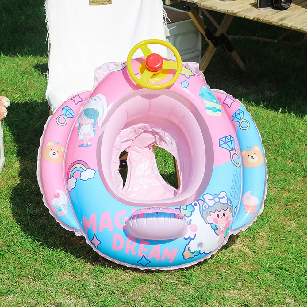 

Summer Beach Vacation Water Proof Swim Trainers Cartoon Car Inflatable Swimming Rings Plastic Material with Horns For Kids