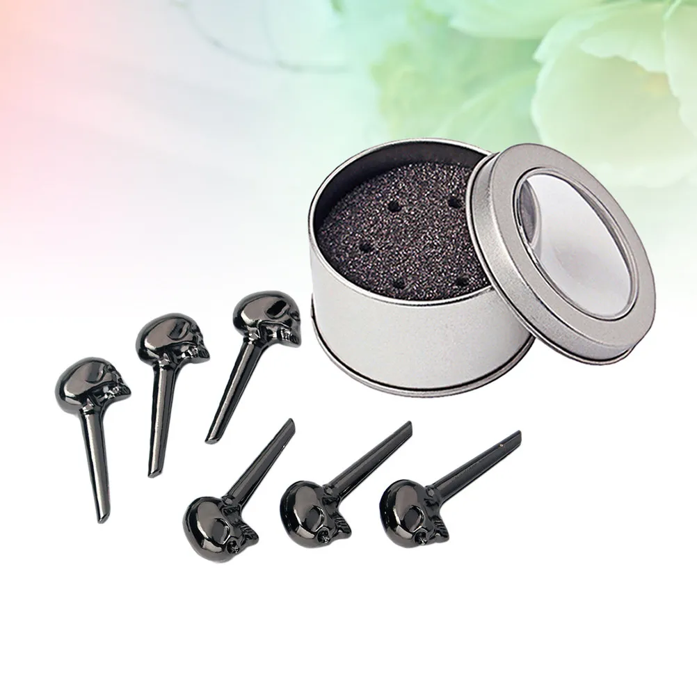 

6 шт. металлических колышков для гитары из цинкового сплава в форме черепа, замена для акустической гитары и мандолины, черные