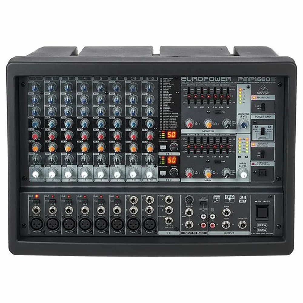 PMP 1680S Behringer 10-Channel Power Mixer Studio Music Equipment With Dual Multi- FX Processor