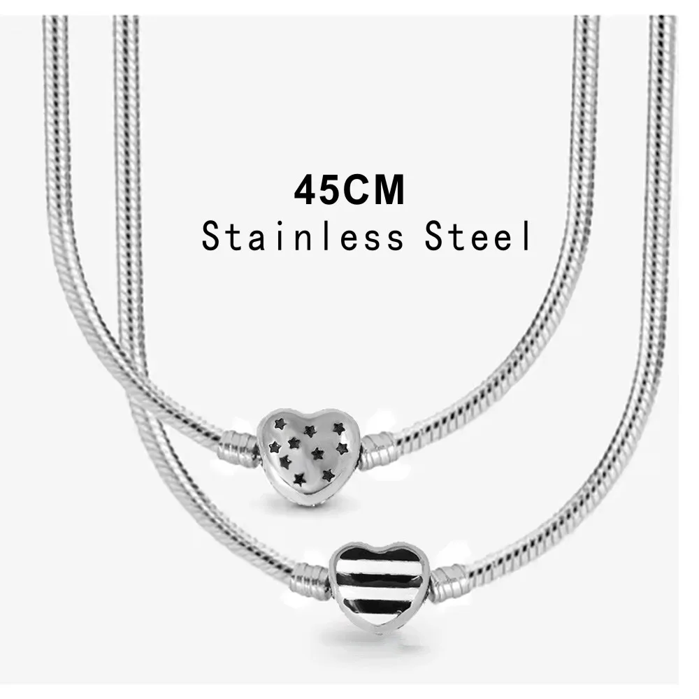 2025 New Hot Sale Stainless Steel Classic Heart Shaped Women's Necklace Suitable for Pendant Fashion Pandoraer Jewelry DIY Gift