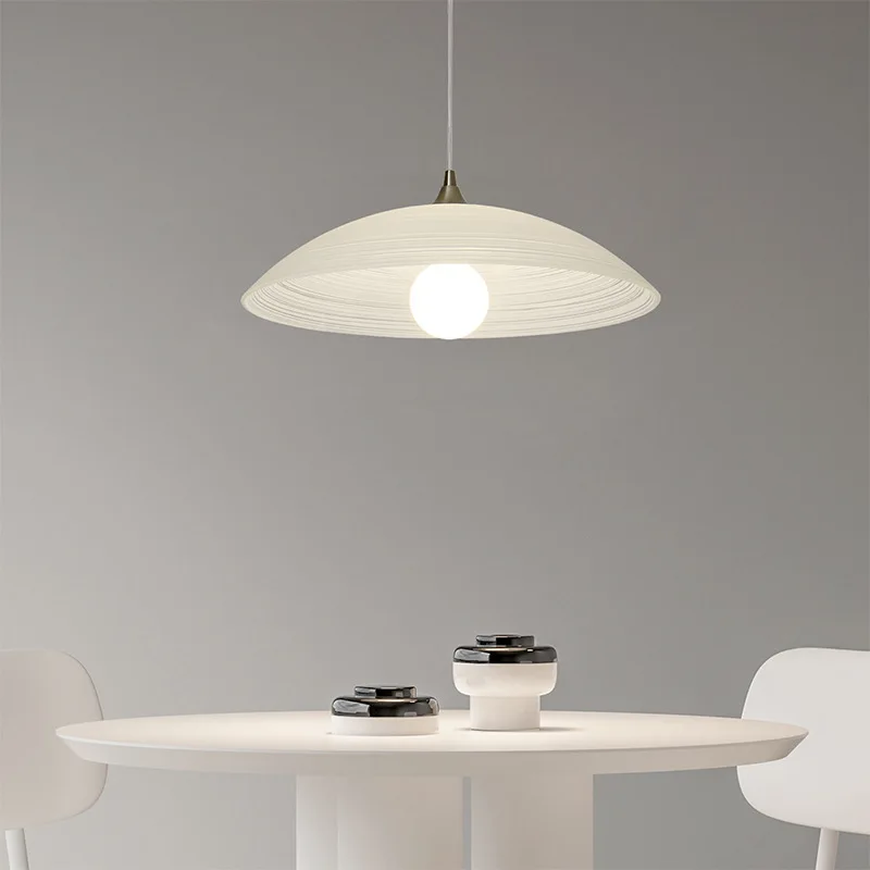 Nordic Designer Flying Saucer Pendant Lights Water Patterned Glass Chandelier for Dining Room Bedroom Bar Cafe LED Lighting Lamp