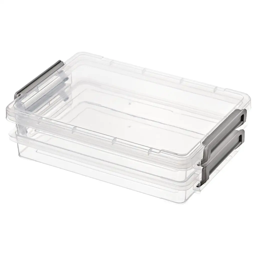 Clear A4 - Stackable Portable Case, Desk File Container Holder, Documents Paper Organizer Plastic Storage Box