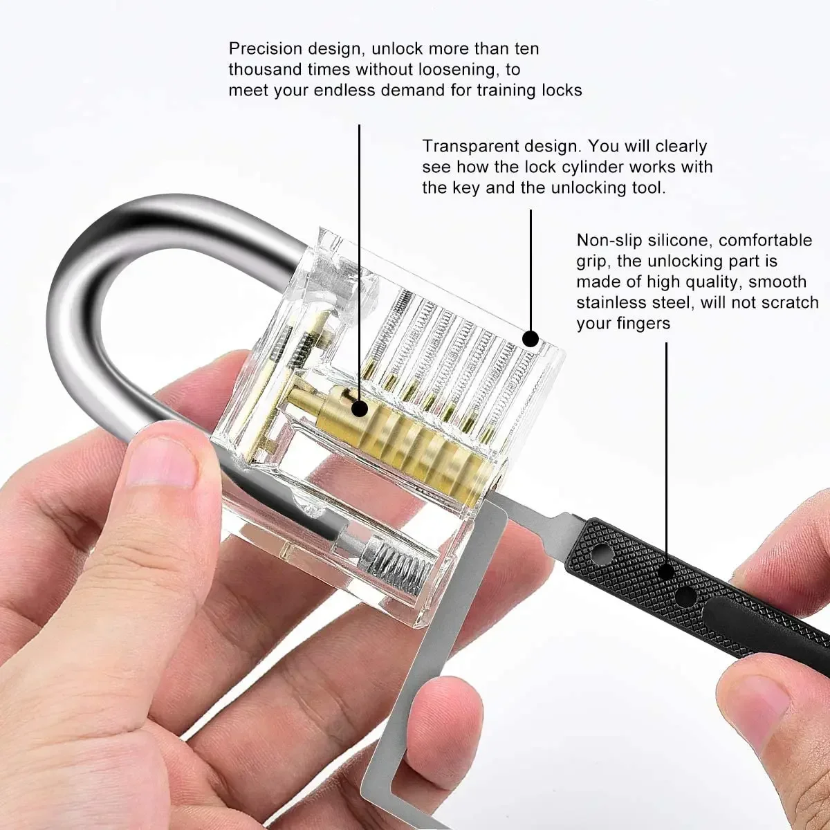 Set of tools with transparent lock combination practice, transparent lock and key breaking fork removal tool