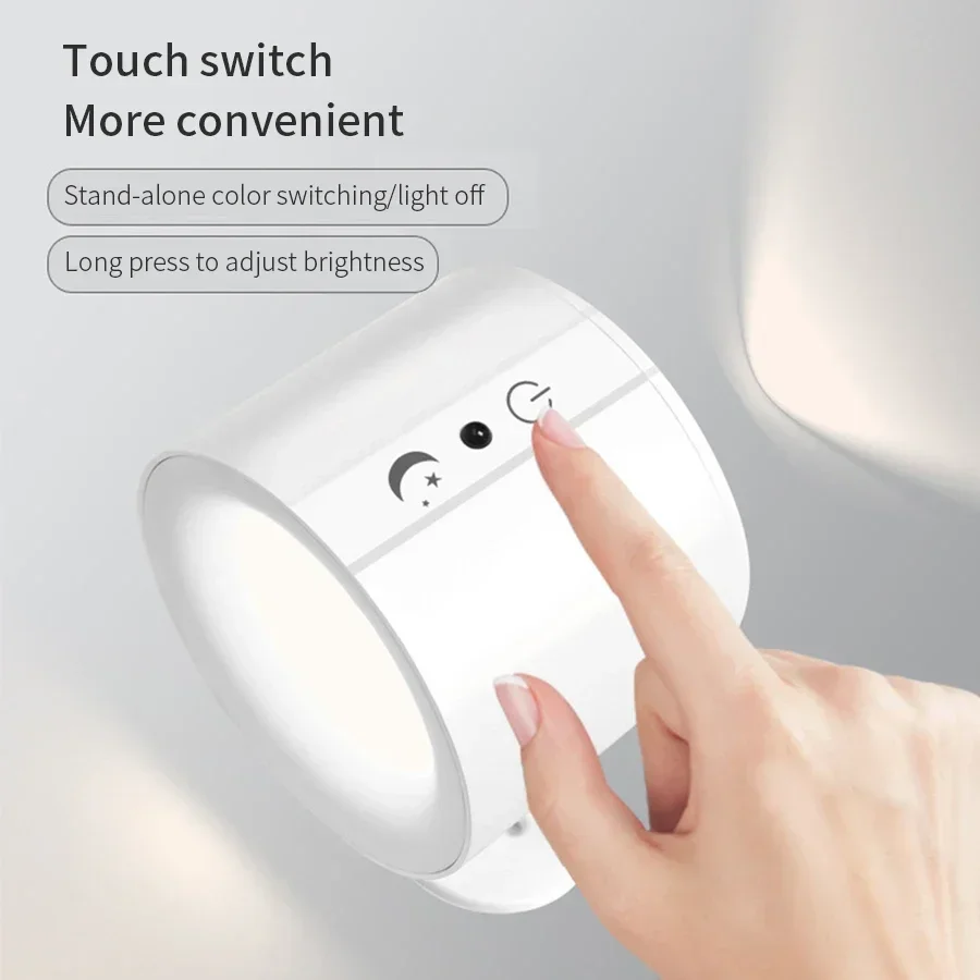LED Magnetic Wall Light Up and Down Style Black White Rotatable Sleep Guard Bedroom Bedside Lamp Living Room Night Lighting image 3