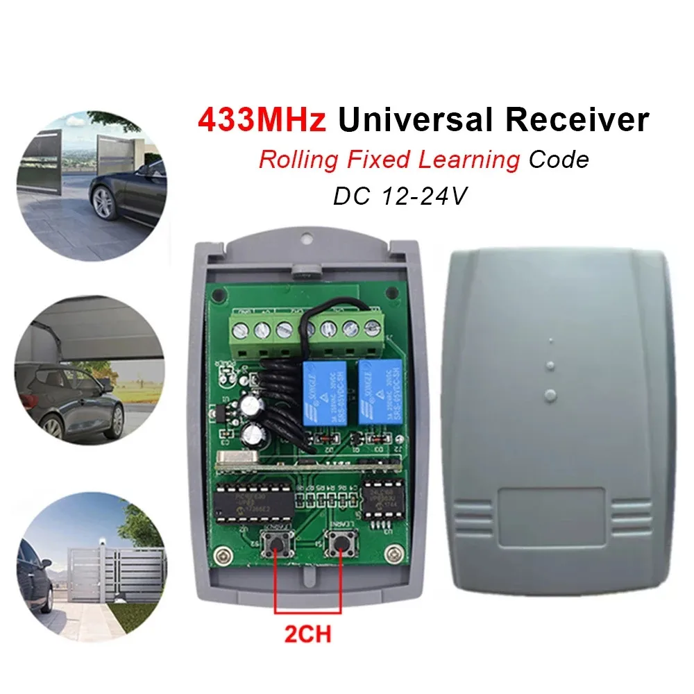 Hurline-Récepteur universel de porte de garage, commutateur de télécommande, 2CH MOTORLINE, 433,92MHz, 433MHz, récepteur pour plusieurs marques