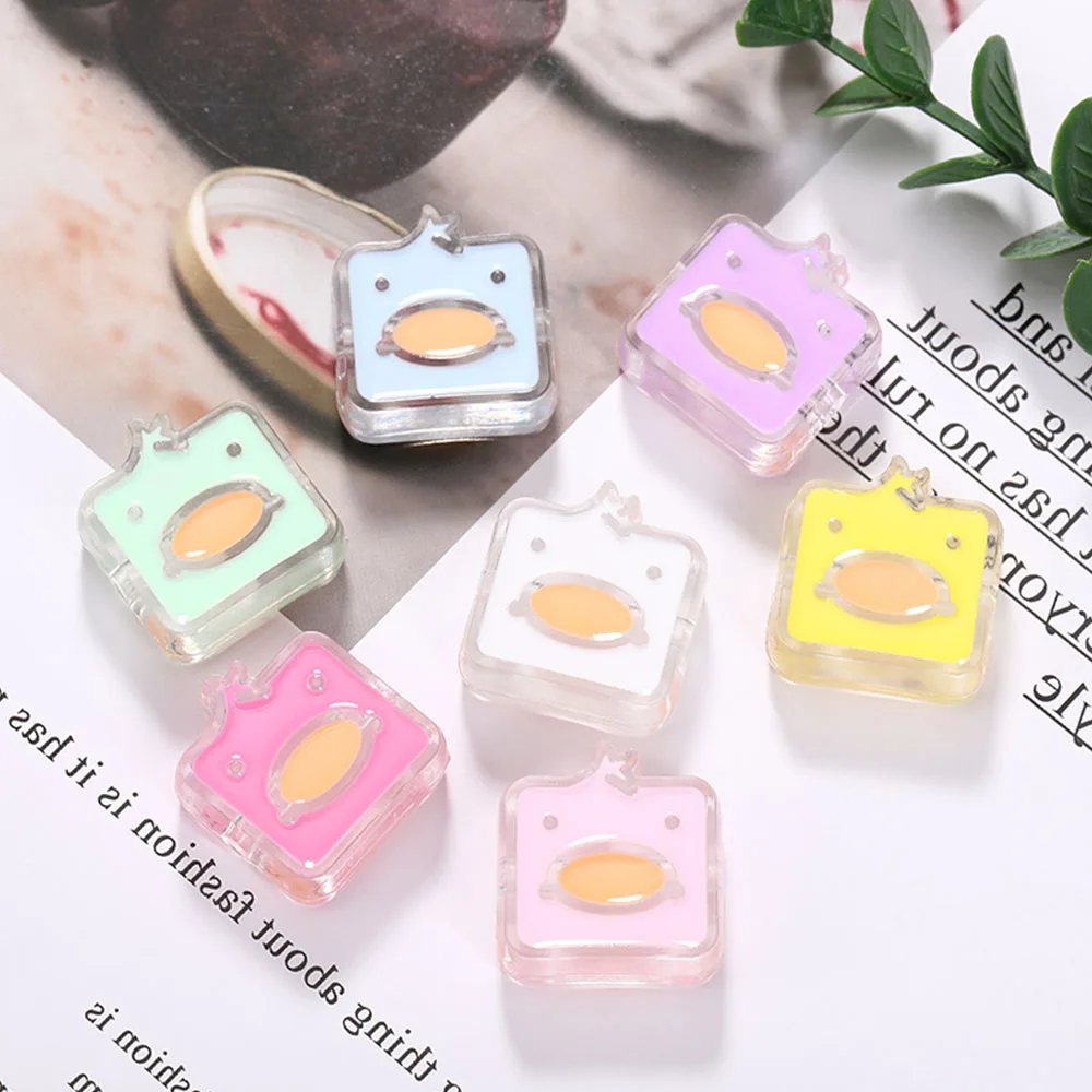 10Pcs Square Flat-Billed Duck Shape Loose Beads Acrylic Transparent Drop Oil Color Spacer Beaded For Jewelry Making DIY Bracelet