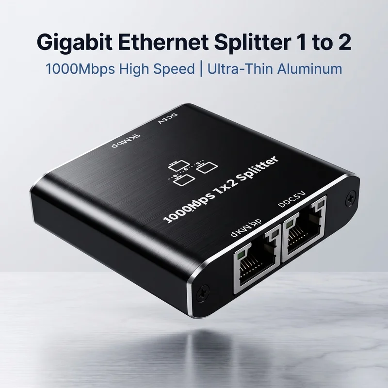 1000Mbps 1 In 2/4 Out RJ45 Network Splitter USB Powered Gigabit LAN Extender Support 100m Transmission for IPTV Desktop Printer