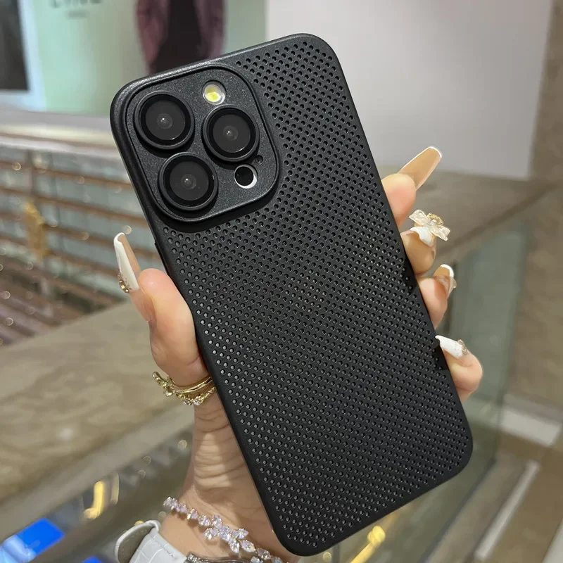 Wärmeableitung, atmungsaktive Kühlhülle für iPhone 16, 15, 14, 13, 12, 11, Pro Max Plus, ultradünn, matt, Netzstoff, hohl, schlank, harte Abdeckung – Detail 8