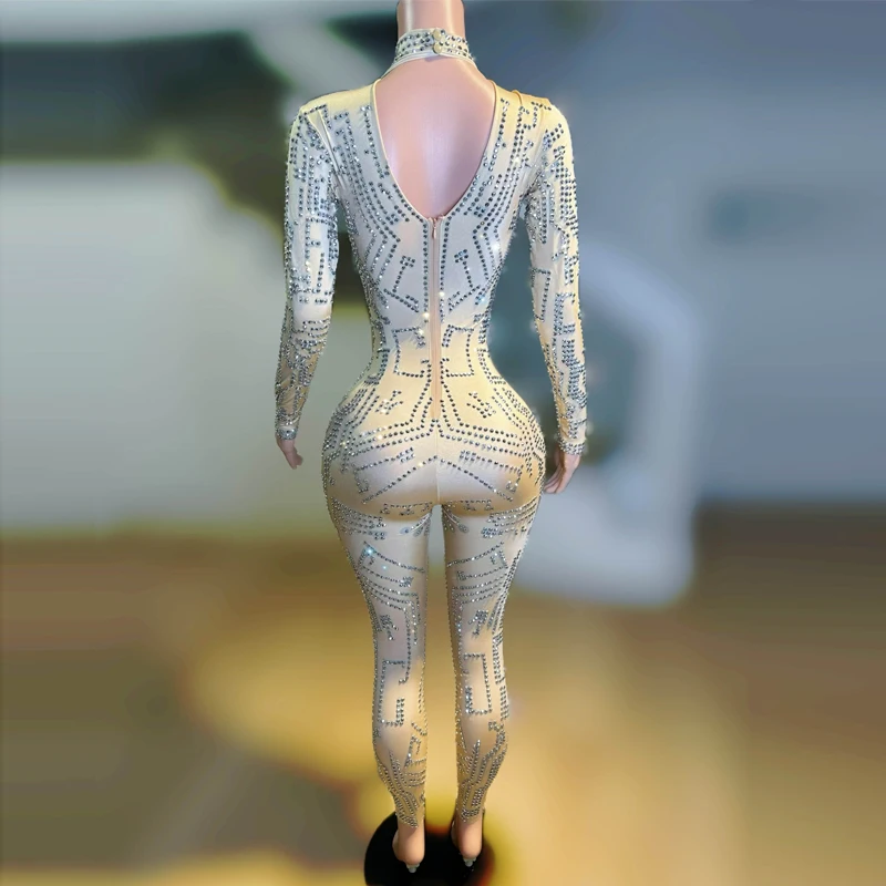 Bar Halloween Nachtclub DJ Rave Outfit Voller Strass Overall Frauen Jazz Kleidung Drag Queen Kostüm Bühne Rave Outfit XS8744