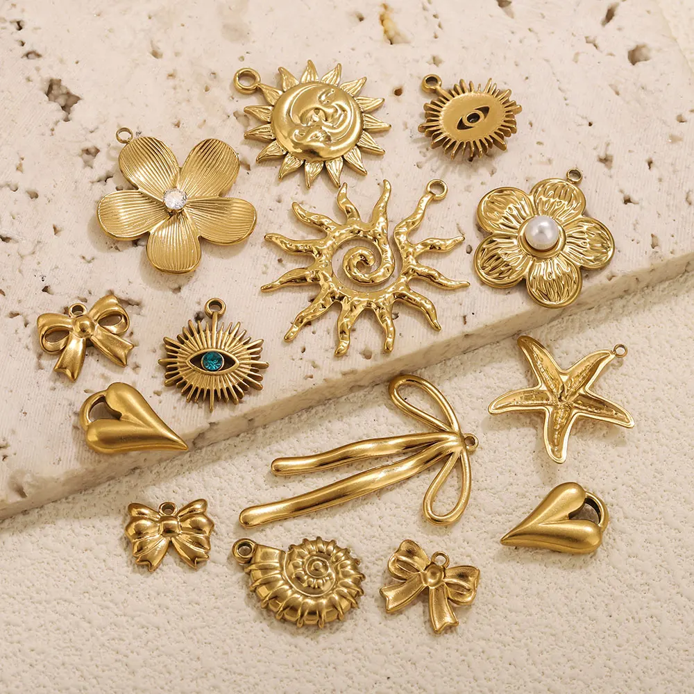 المعلقات الفولاذ المقاوم للصدأ DIY بها بنفسك امرأة القرط قلادة صنع المجوهرات الاكسسوارات زهرة الشمس القلب نجم البحر سحر موصل