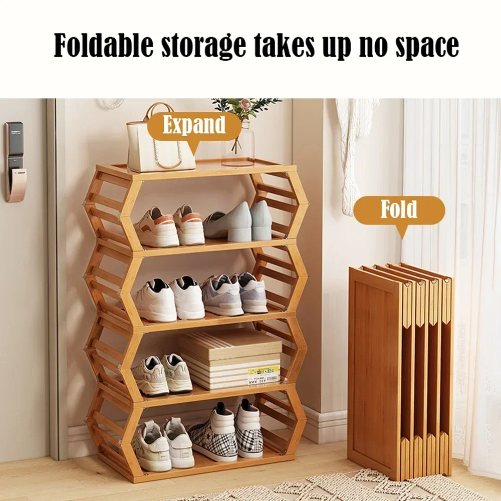 Multi-layer Foldable Shoe Rack Simple Dormitory Installation Bookshelf Storage Rack At The Door Installation-free Shoe Cabinet