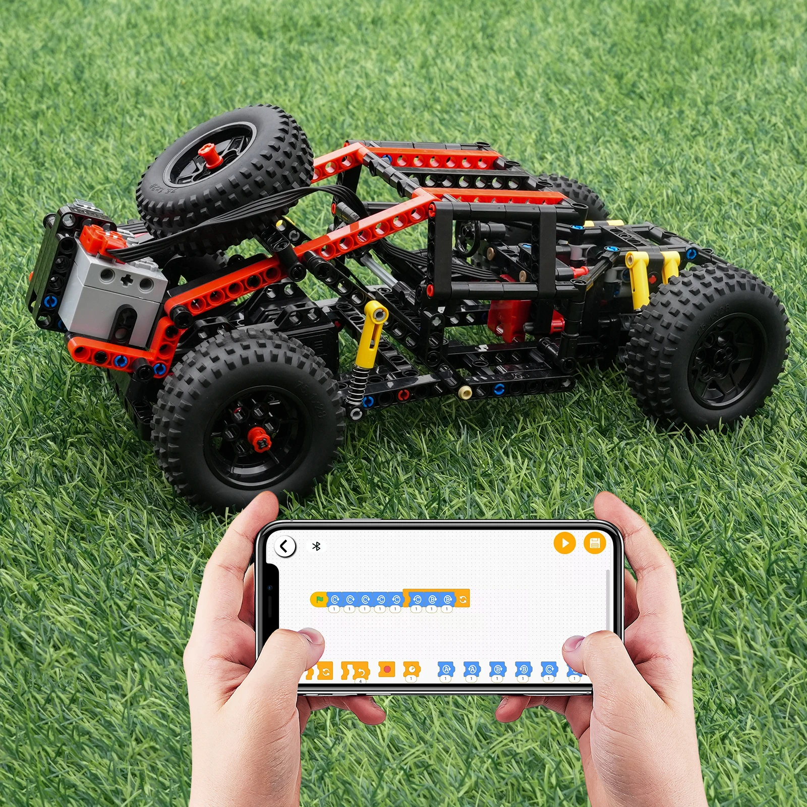 Off-Road Vehicle Champion Monster Motor 4WD Remote Control Building Blocks Car Kit Baja-Off-Roader