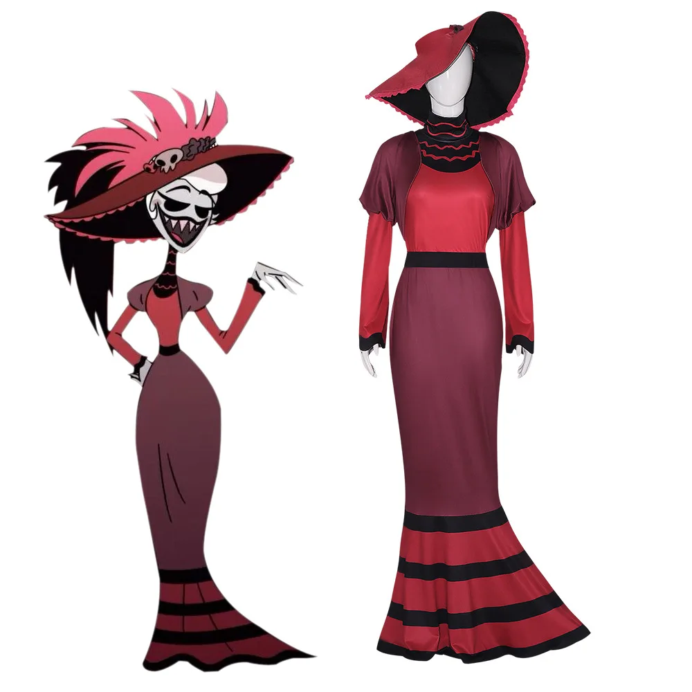 

Cartoon hazbinhotel Rosie Cosplay Women Formal Dress Costume Disguise Outfits Girls Female Halloween Carnival Fantasia Suits Bla