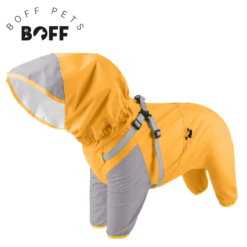 

BOFFPETS Reflective Dog Raincoat Waterproof Pet Coat Hoodies Jumpsuit For Small Medium Large Dogs French Bulldog Corgi S-3XL
