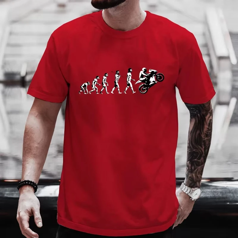 Summer Fashion Clothing Evolution Motocross T Shirt Men Short Sleeve T-shirt Funny Hip Hop Clothing Tee Tops Men Red Streetwear
