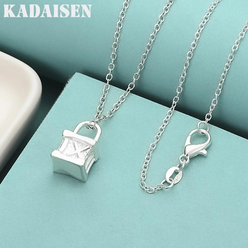 925 Sterling Silver Lock 16/18/20/22/24/26/28/30 Inch Pendant Necklace For Women Wedding Party Fashion Jewelry