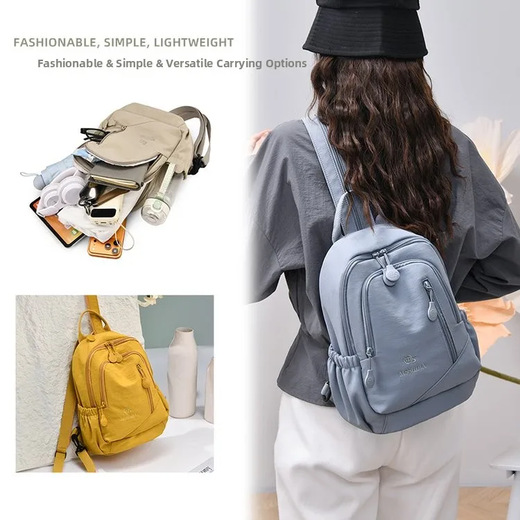 Multi-Functional  Lightweight Fashionable Women's Crossbody Bag Double Shoulder Bag Commuter Style Nylon Material Backpack
