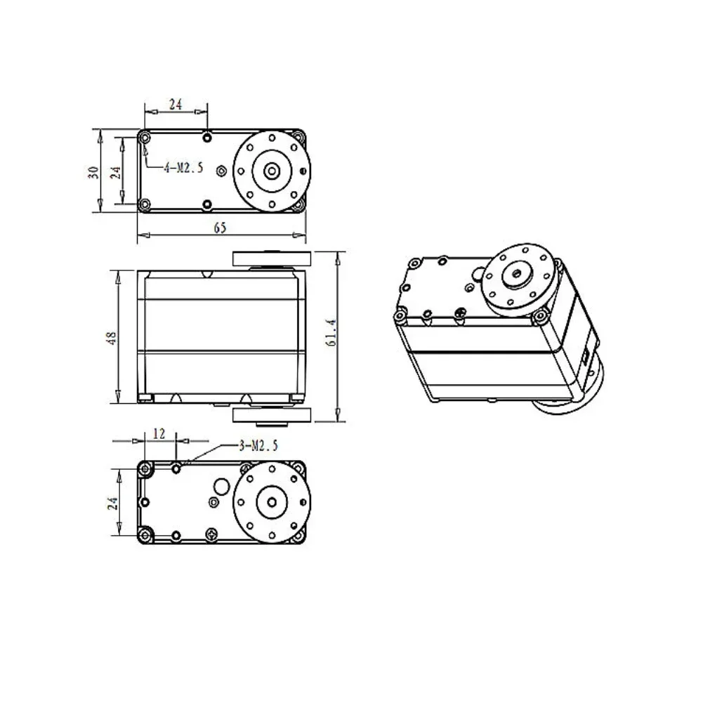 RDS51160 Digitaler Servomotor, 24 V, 180/270 Grad, hohes Drehmoment, zweiachsig, 160 kg, wasserdicht, IP66, U-förmige Halterung für RC-Roboterautos